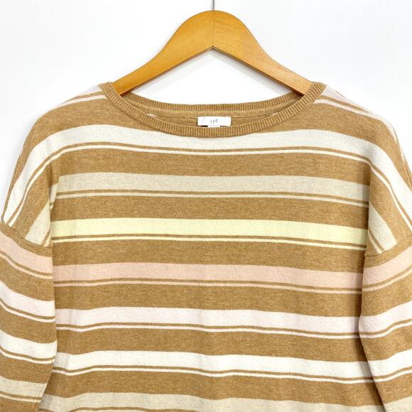 J Jill Knit Sweater Womens Petite Size Small Brown Stripe Print Long Sleeve - Picture 2 of 11
